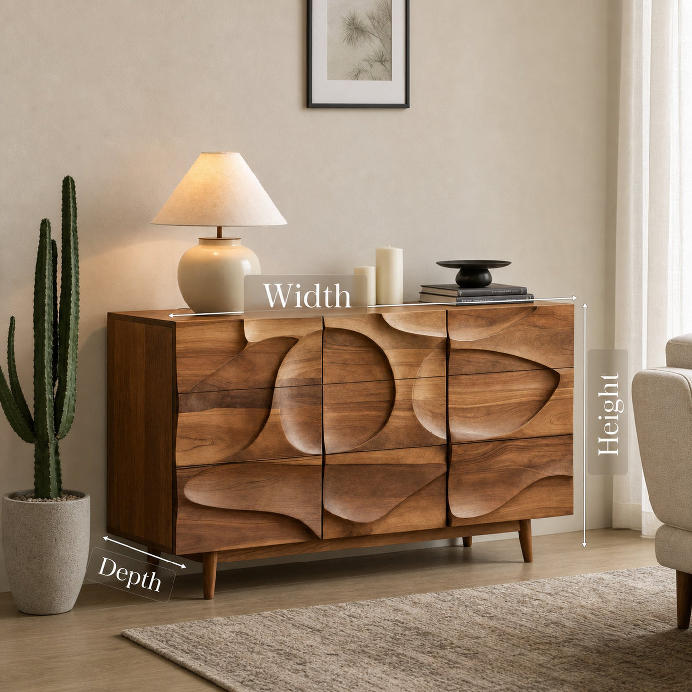 Contemporary Carved Sideboard For Living Room Or Dining Room - product view 6