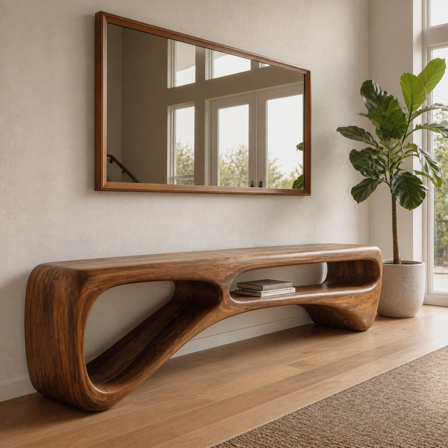 Contemporary Curved Bench For Living Room Or Entryway