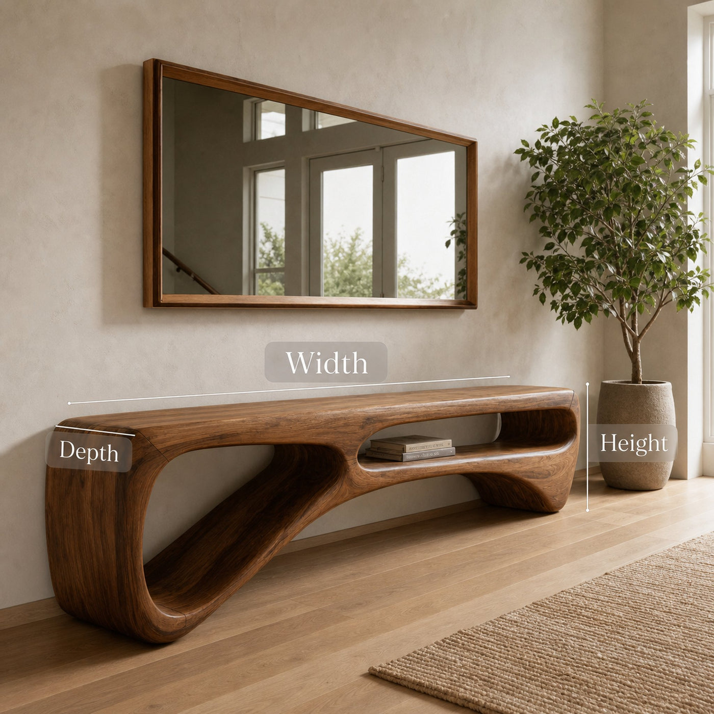 Contemporary Curved Bench For Living Room Or Entryway - product view 6