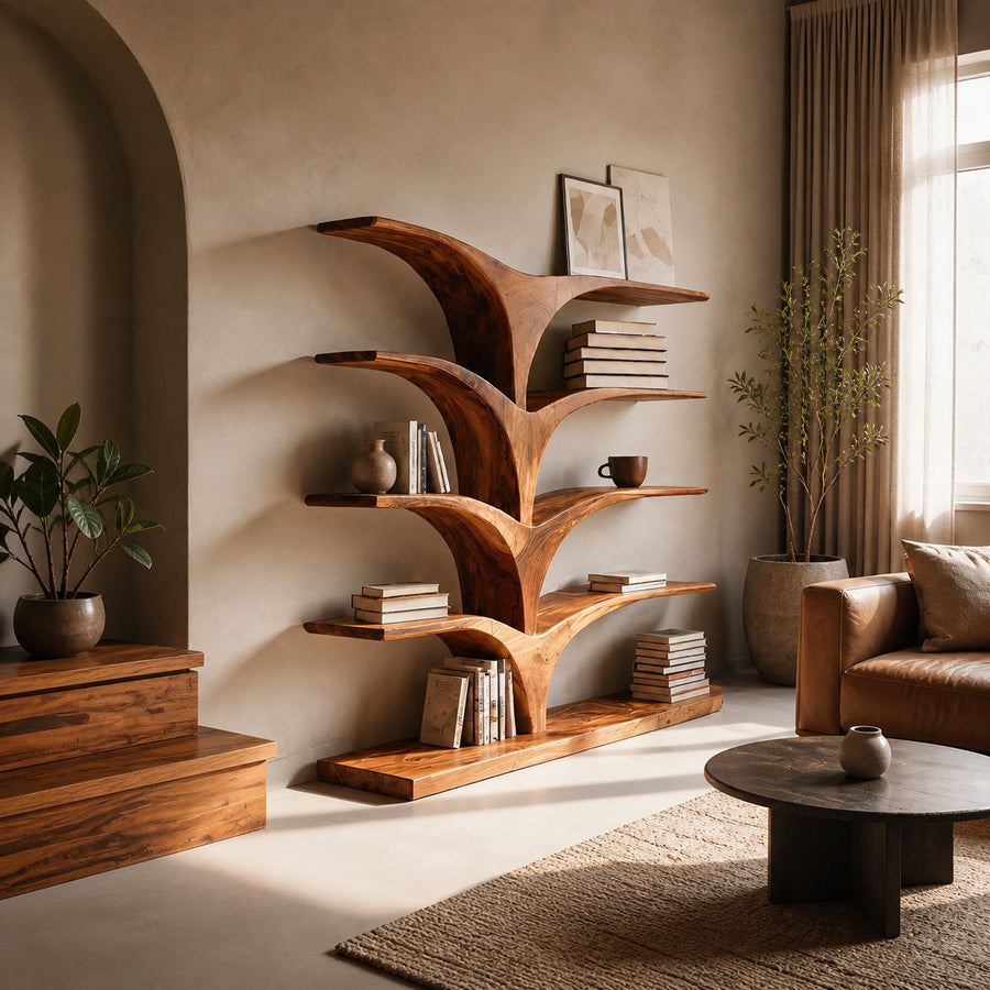 Contemporary Curved Bookshelf For Modern Interior