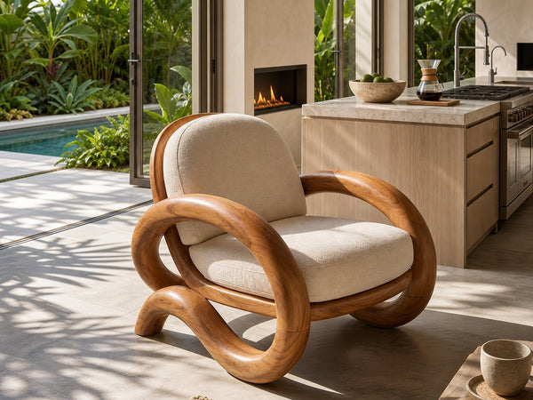 Contemporary Curved Lounge Chair Modern Villa Interior