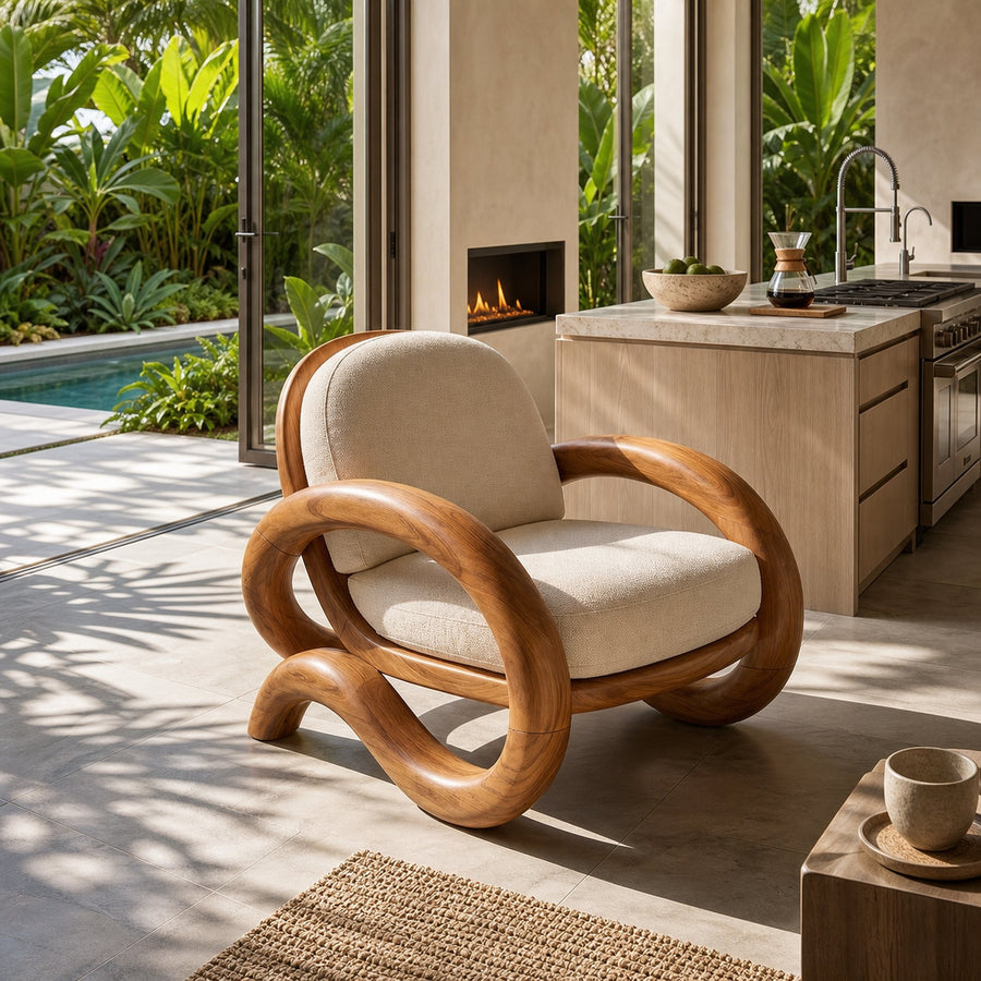 Contemporary Curved Lounge Chair Modern Villa Interior