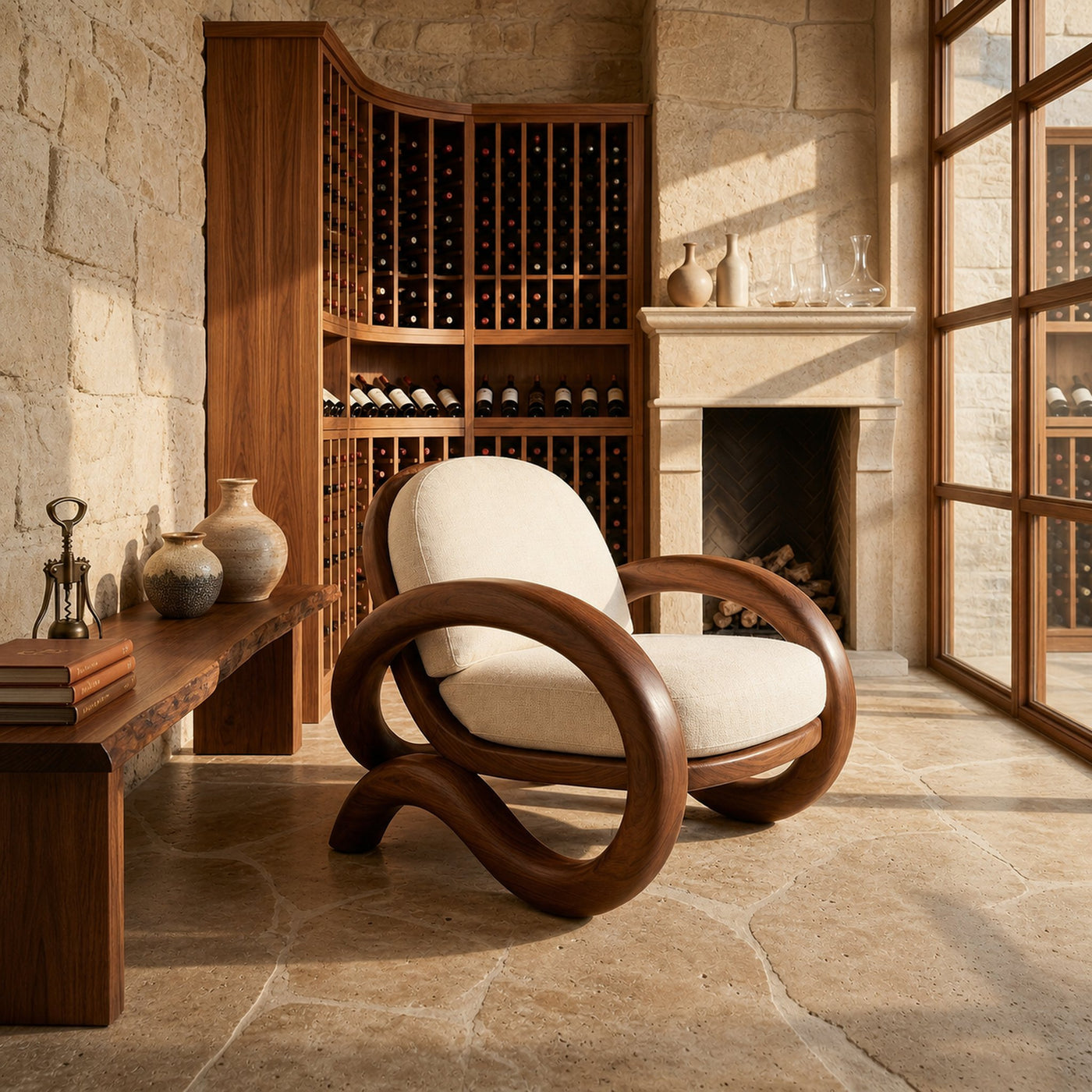 Contemporary Curved Lounge Chair Modern Villa Interior - product view 6