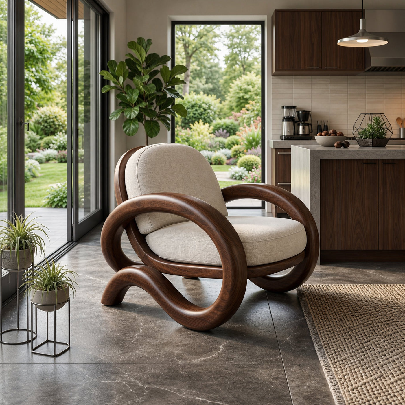 Contemporary Curved Lounge Chair Modern Villa Interior - product view 7