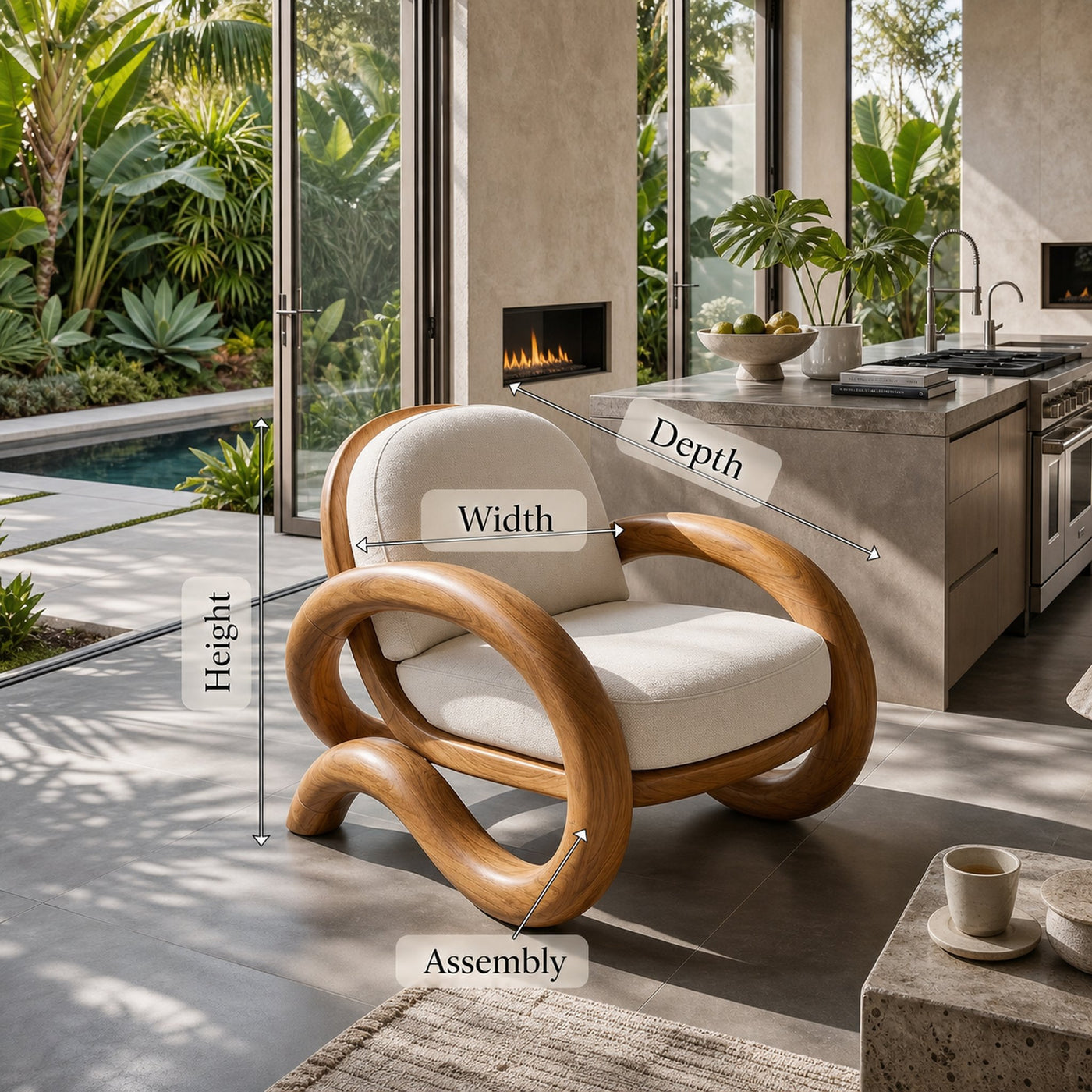 Contemporary Curved Lounge Chair Modern Villa Interior - product view 8