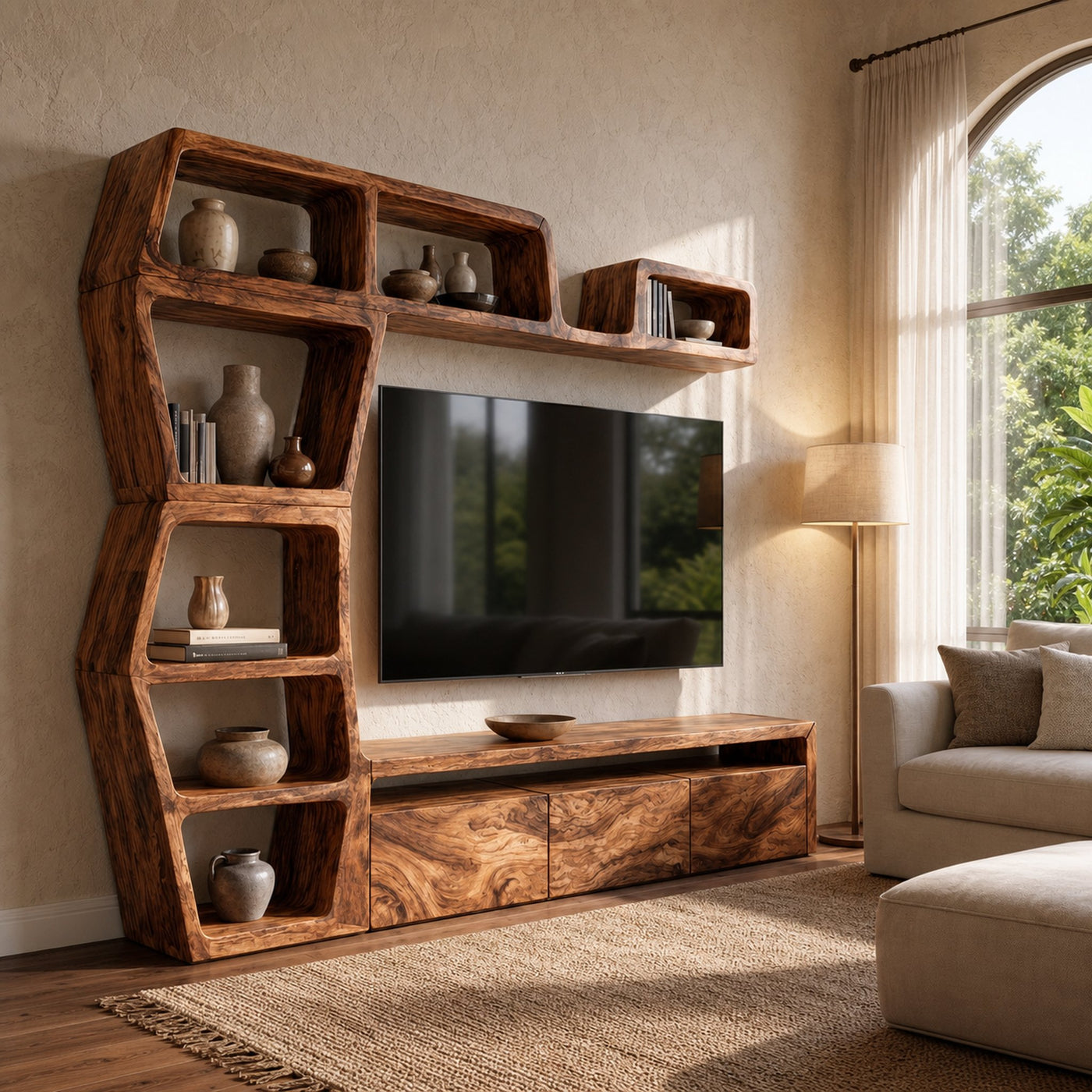 Contemporary Entertainment Center With Integrated Display Shelves For Living Room - product view 6