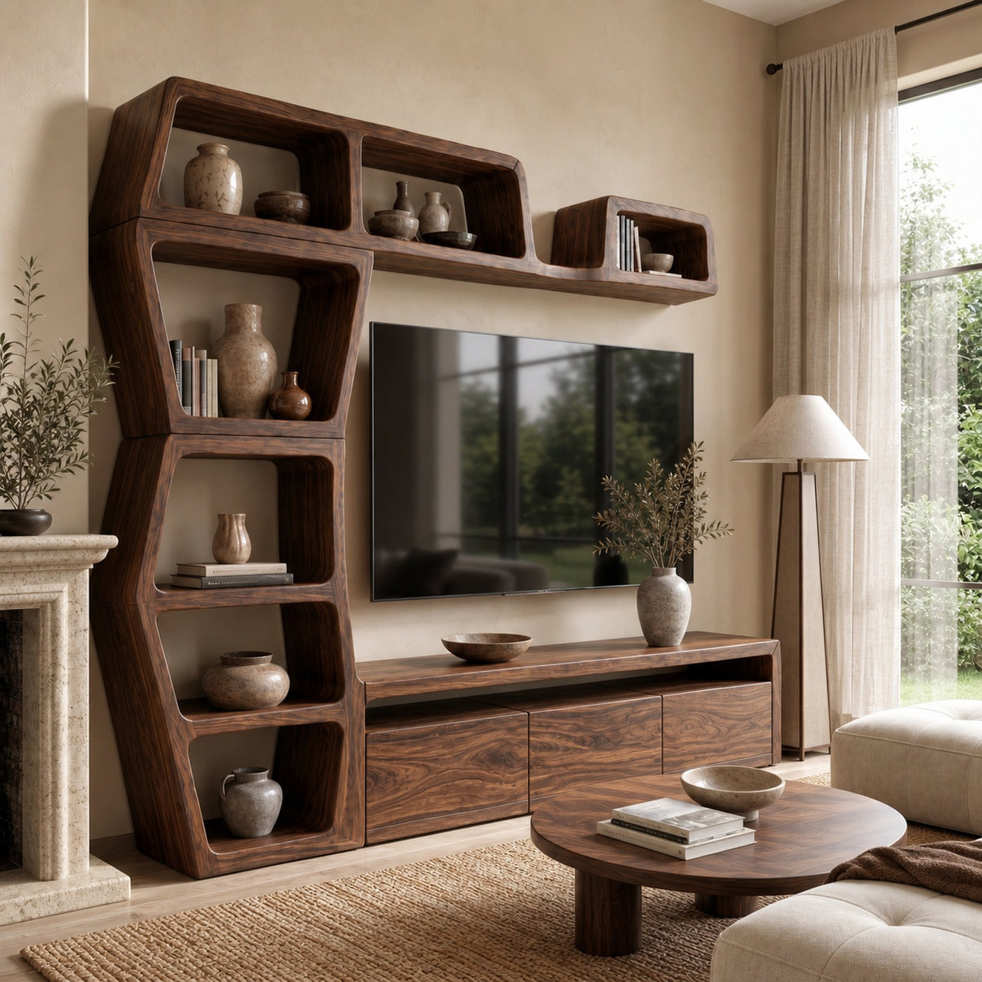 Contemporary Entertainment Center With Integrated Display Shelves For Living Room - product view 7