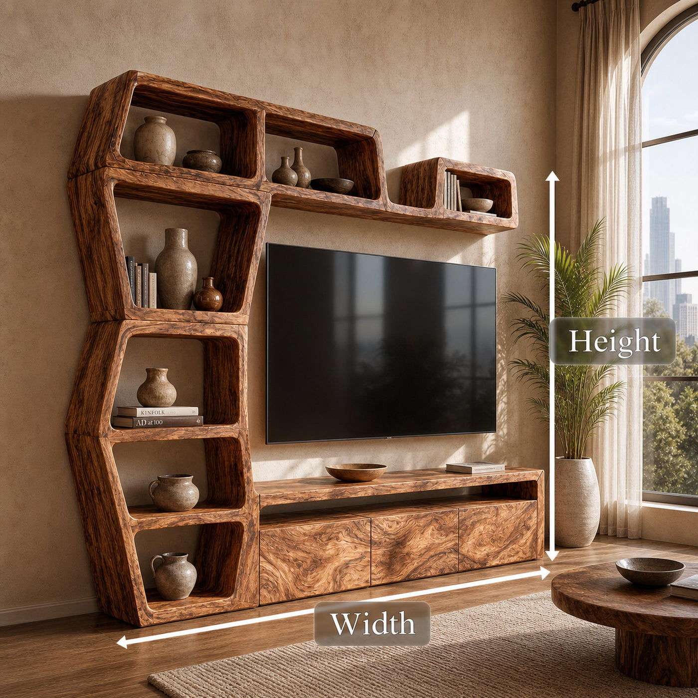 Contemporary Entertainment Center With Integrated Display Shelves For Living Room - product view 8