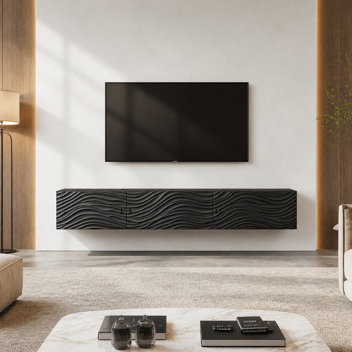 Contemporary Floating Storage TV Stand Living Room And Media Room