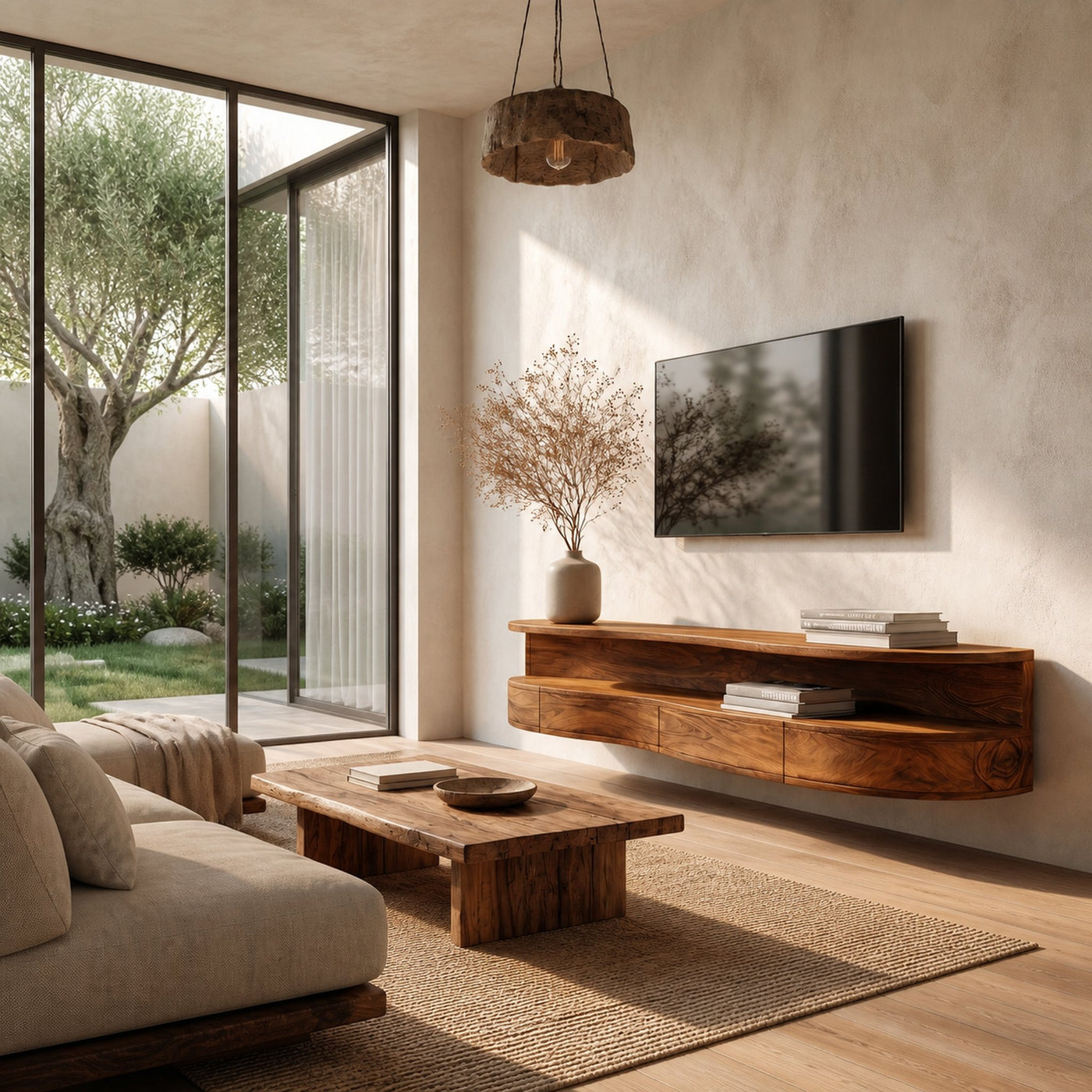Contemporary Floating TV Stand With Built In Drawer Storage For Living Room - product view 6