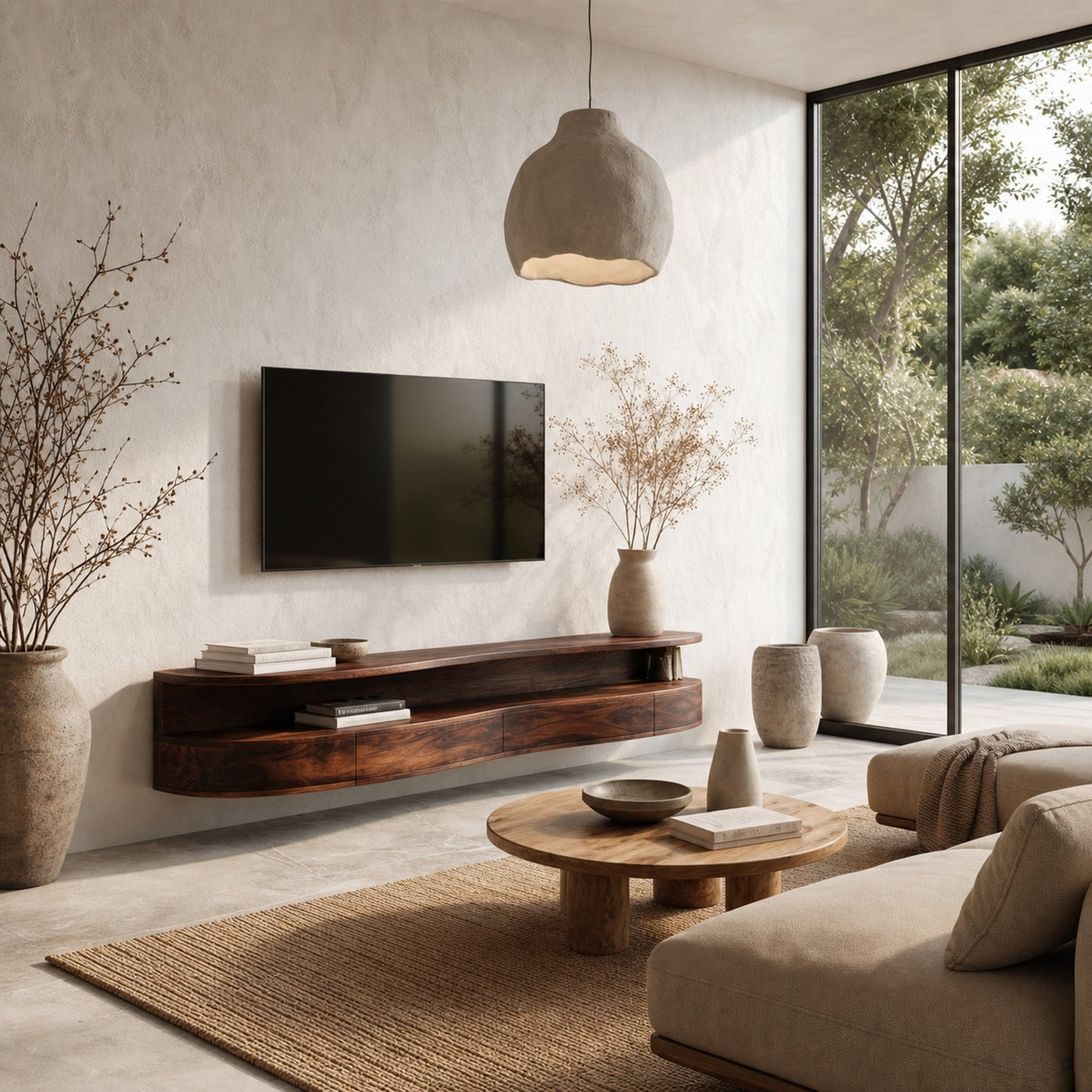 Contemporary Floating TV Stand With Built In Drawer Storage For Living Room - product view 7
