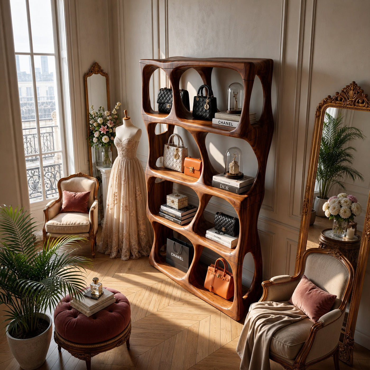 Contemporary Handcrafted Bookcase Display Organizer For Study Room - product view 3