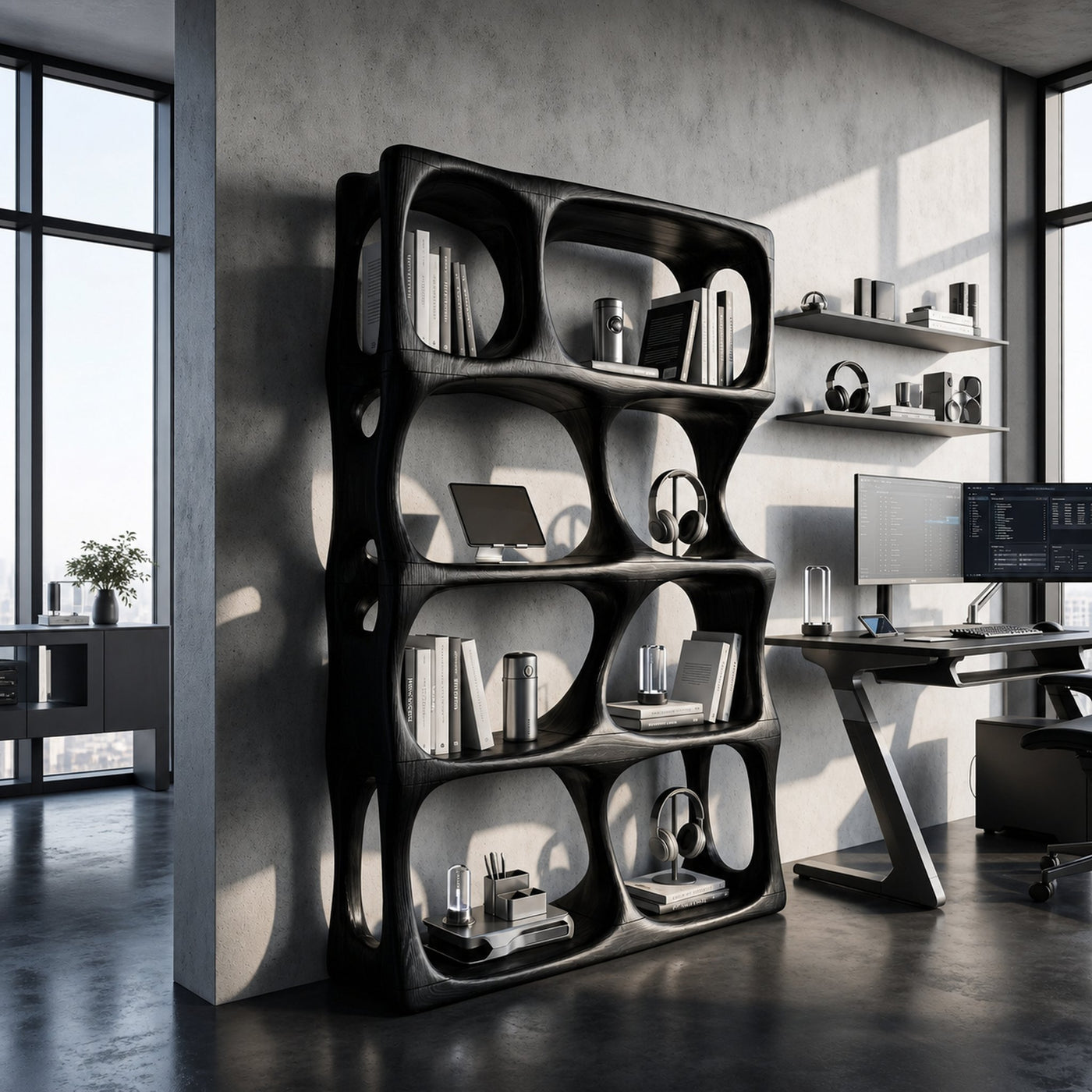 Contemporary Handcrafted Bookcase Display Organizer For Study Room - product view 4