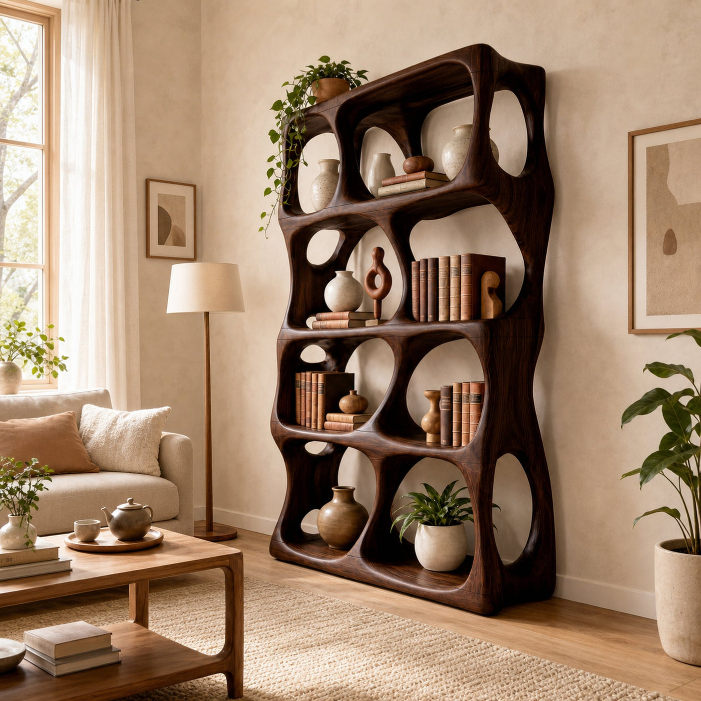 Contemporary Handcrafted Bookcase Display Organizer For Study Room - product view 7