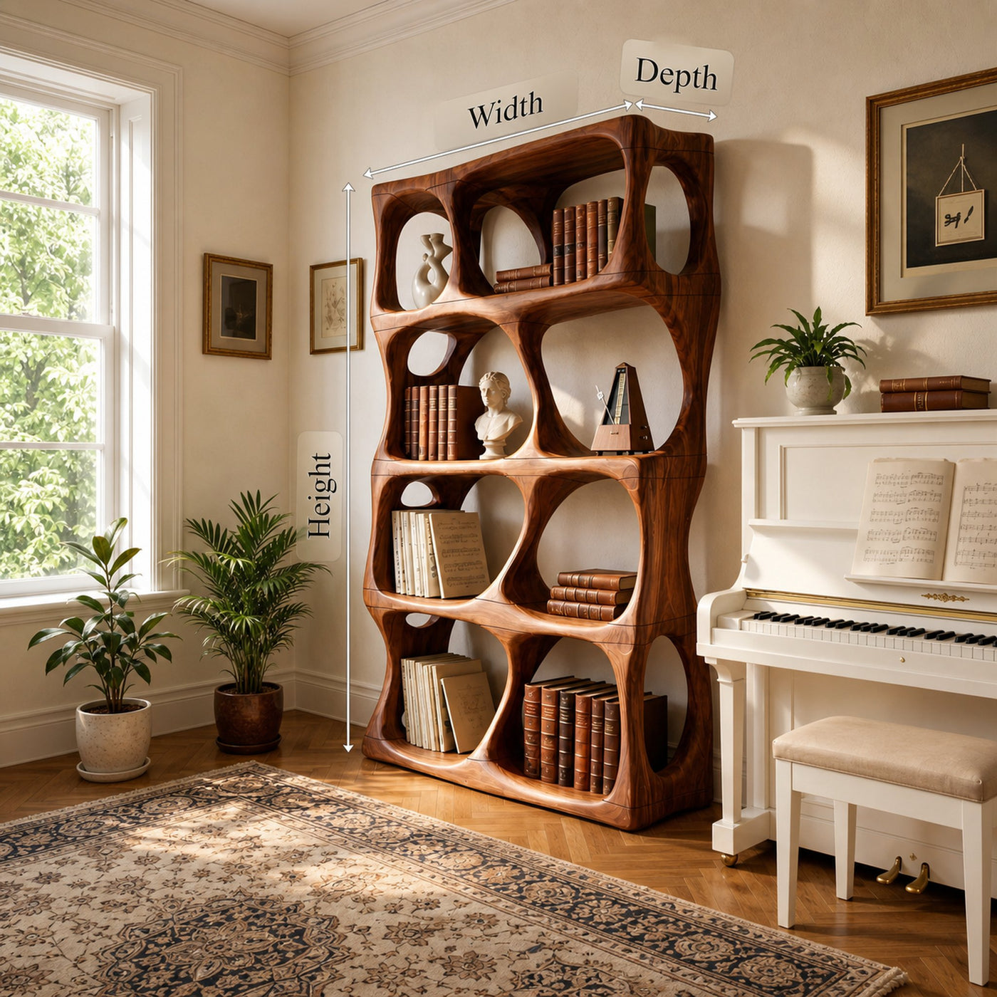 Contemporary Handcrafted Bookcase Display Organizer For Study Room - product view 8