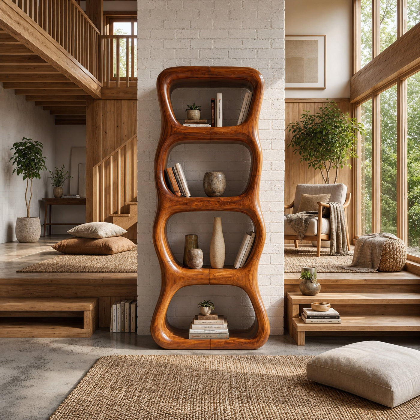 Contemporary Handcrafted Bookshelf Storage Organizer For Living Space - product view 2
