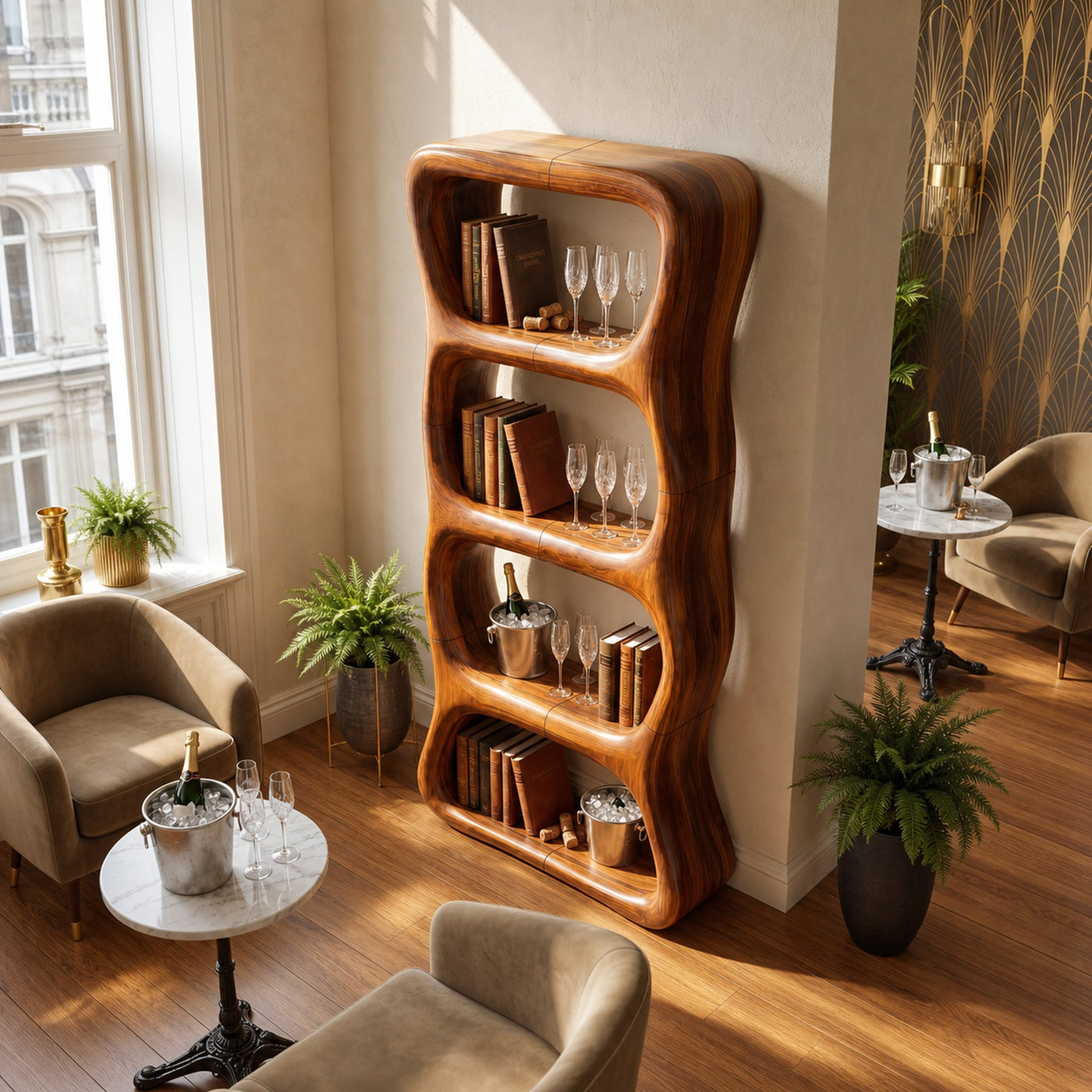 Contemporary Handcrafted Bookshelf Storage Organizer For Living Space - product view 3