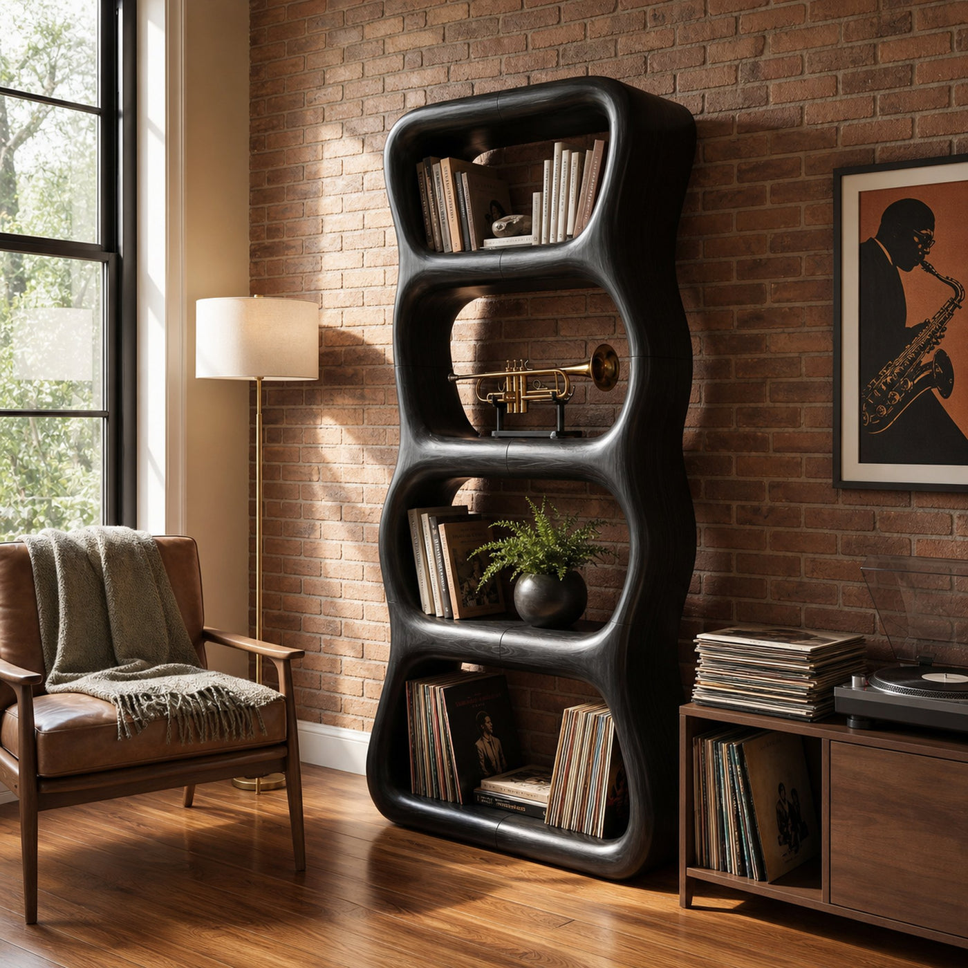 Contemporary Handcrafted Bookshelf Storage Organizer For Living Space - product view 4