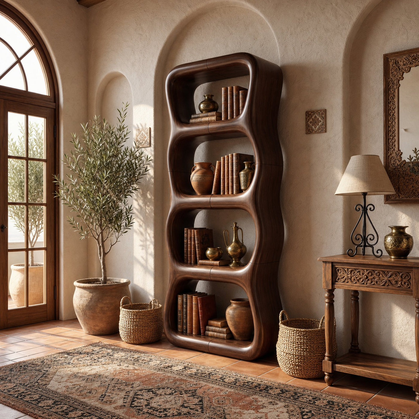 Contemporary Handcrafted Bookshelf Storage Organizer For Living Space - product view 7