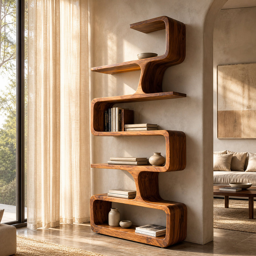 Contemporary Handmade Wooden Bookshelf For Home Styling