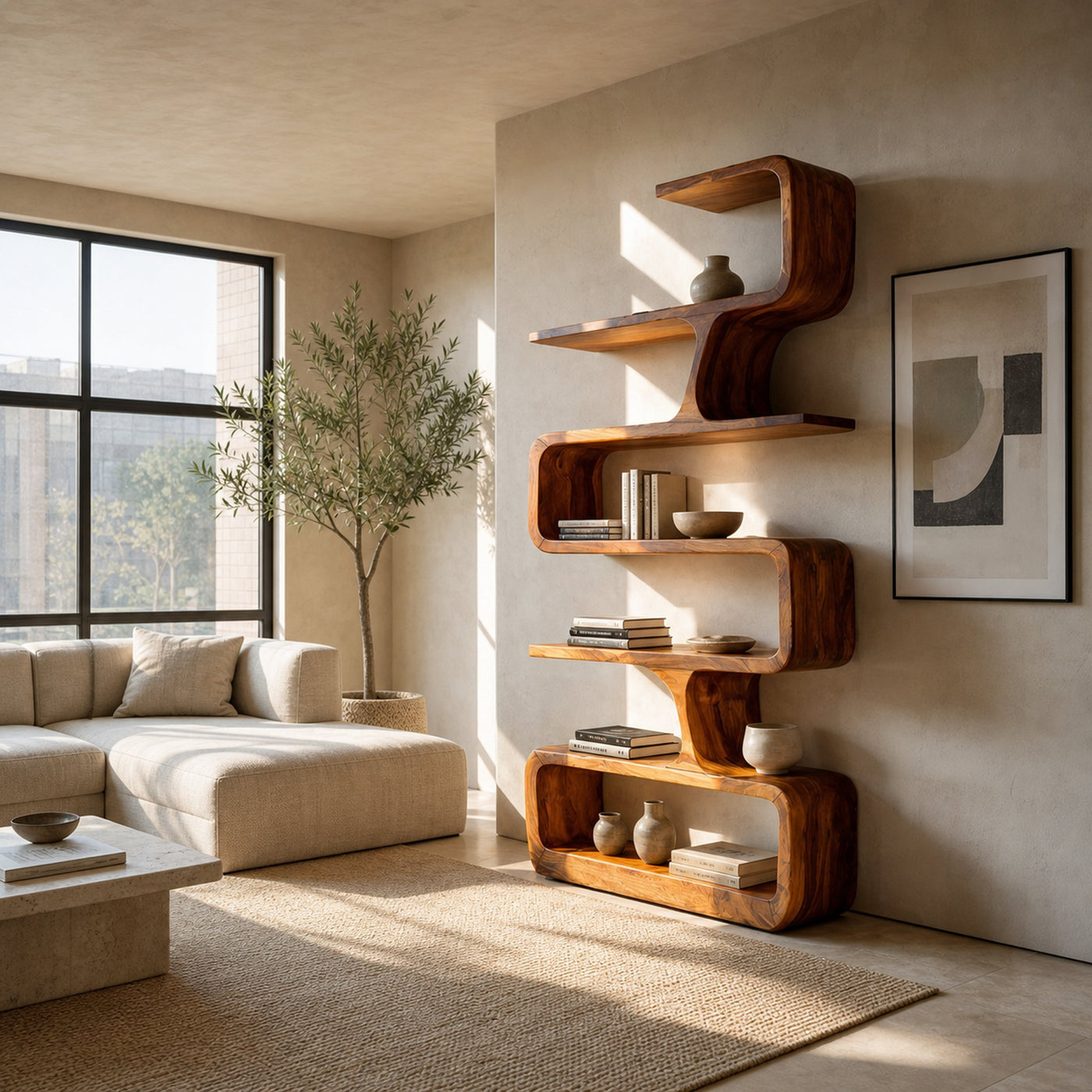 Contemporary Handmade Wooden Bookshelf For Home Styling - product view 6