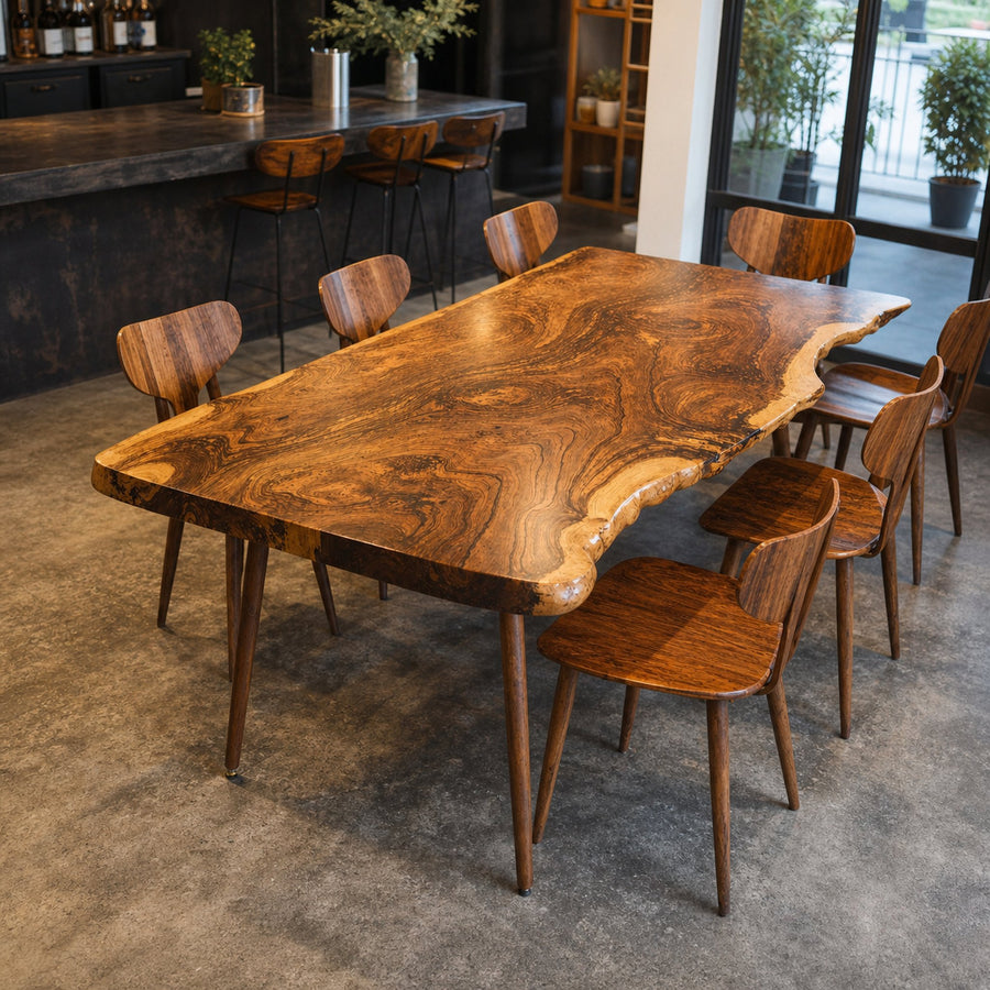 Contemporary Large Wooden Dining Table For Open Dining Area