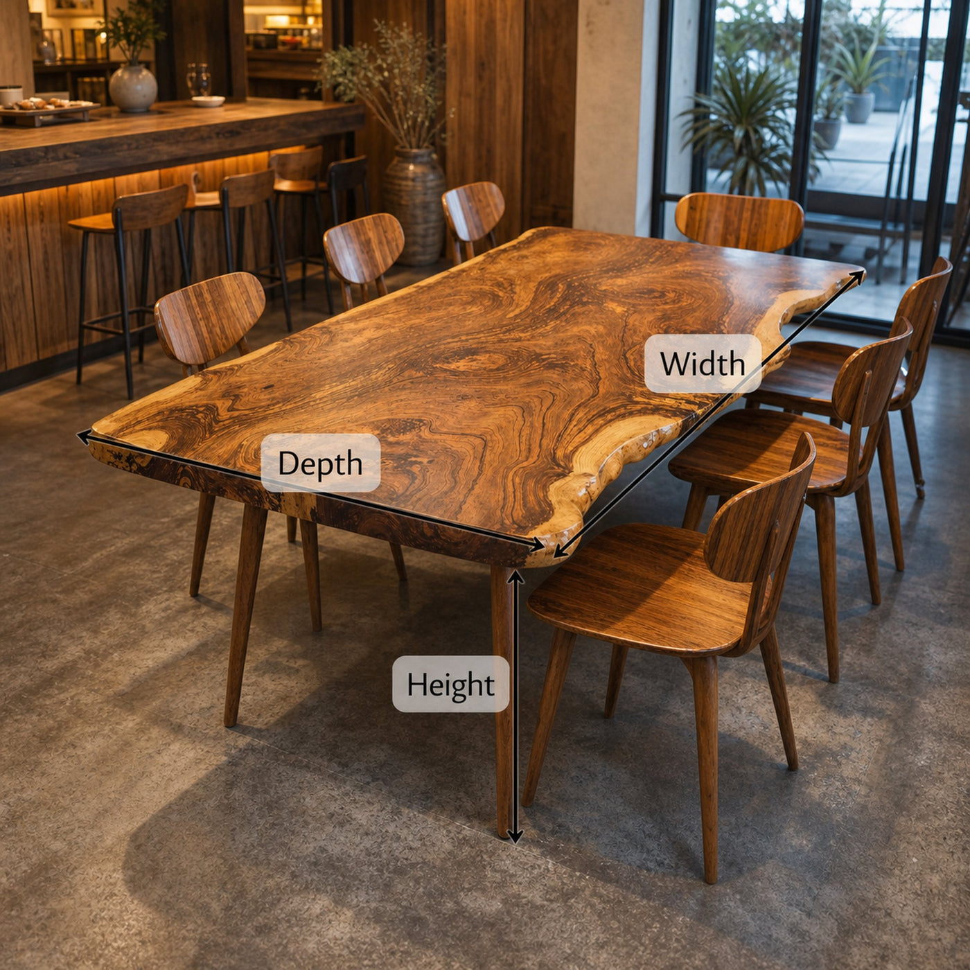 Contemporary Large Wooden Dining Table For Open Dining Area - product view 5