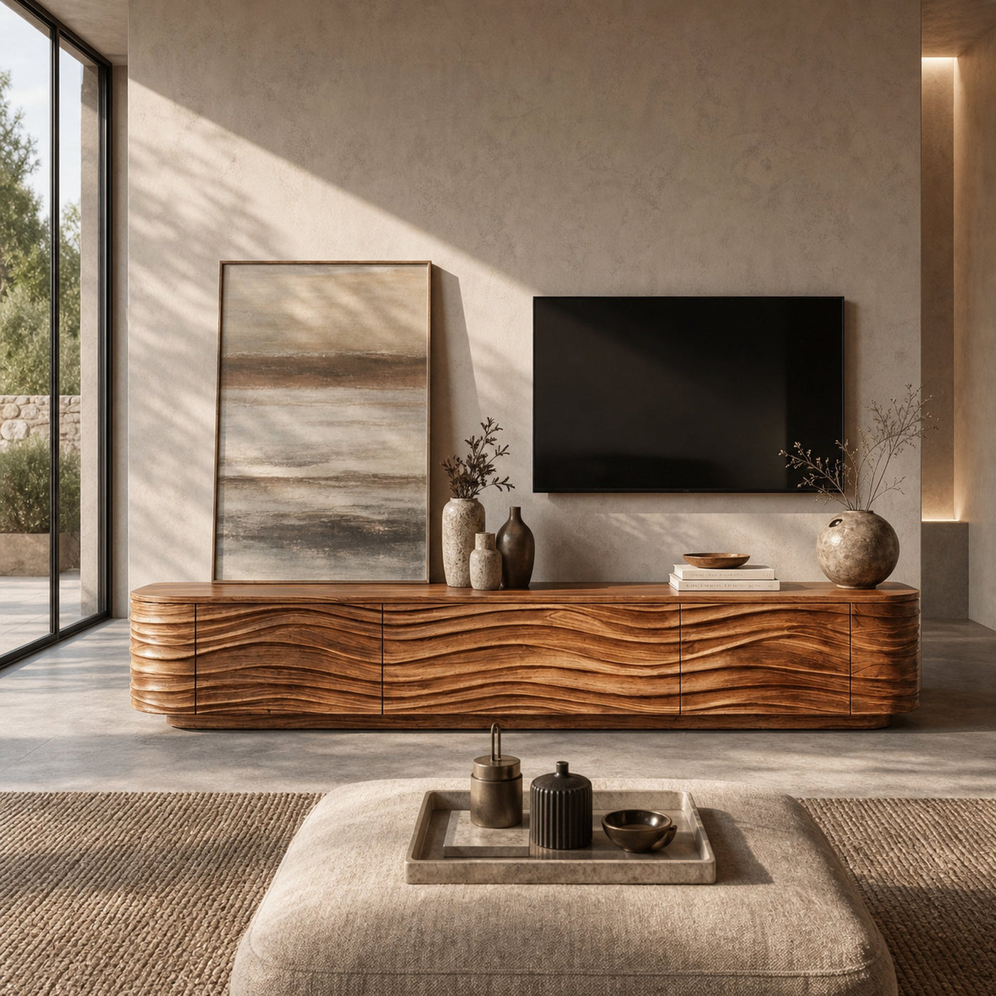 Contemporary Low Wood TV Stand For Media Room - product view 6