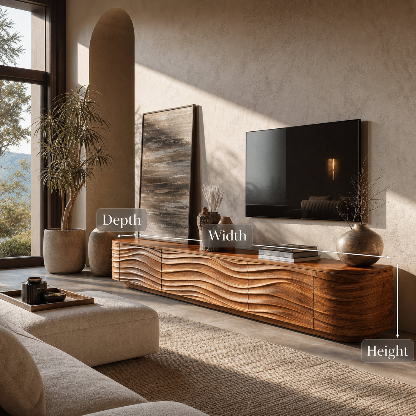 Contemporary Low Wood TV Stand For Media Room - product view 8
