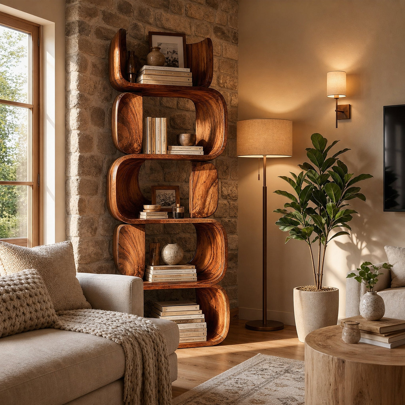 Contemporary Modern Unique Bookshelf Living Room Storage - product view 6