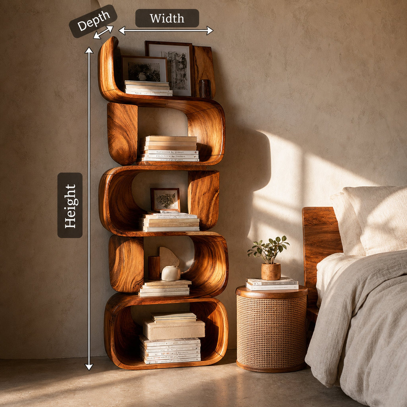 Contemporary Modern Unique Bookshelf Living Room Storage - product view 8