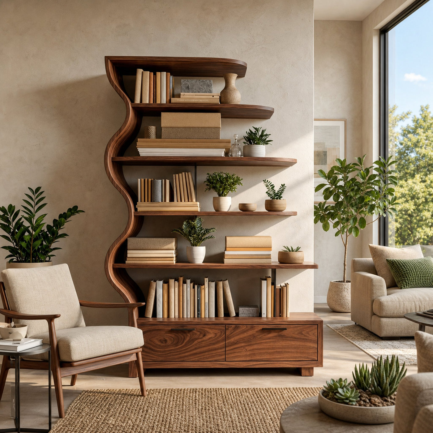 Contemporary Natural Wood Bookshelf For Interior Space - product view 7