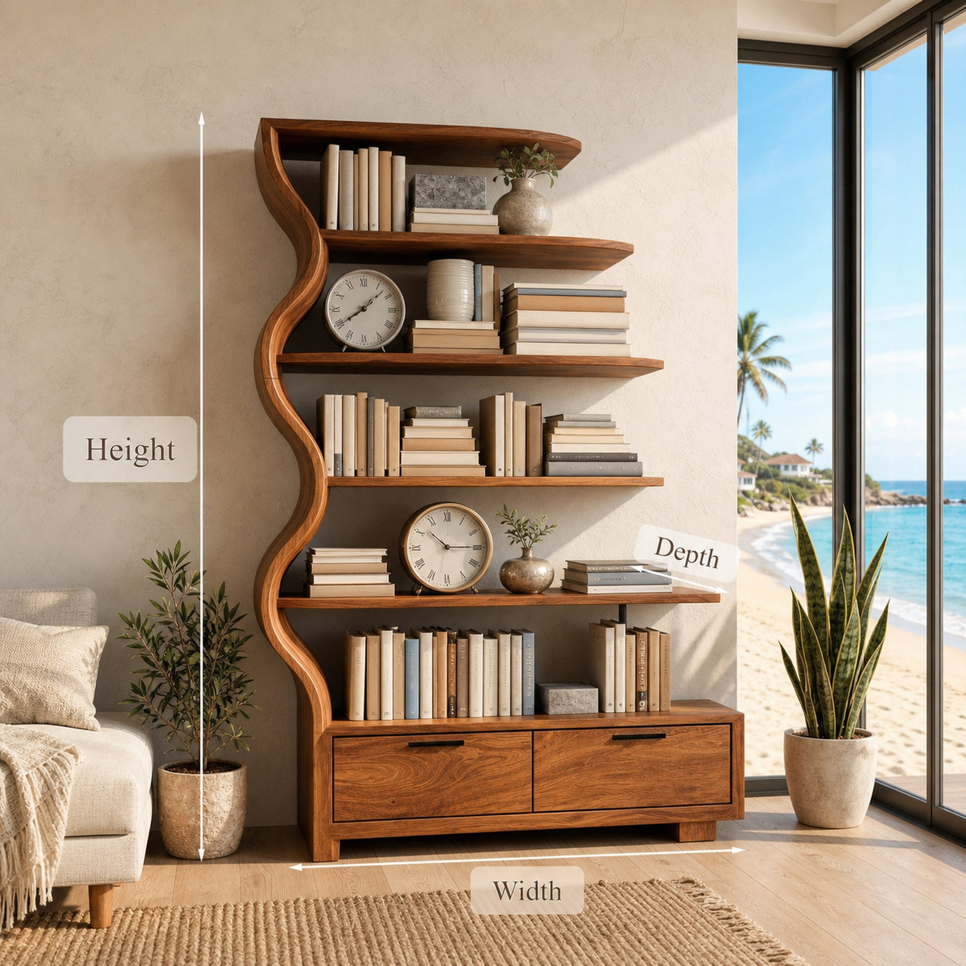 Contemporary Natural Wood Bookshelf For Interior Space - product view 8