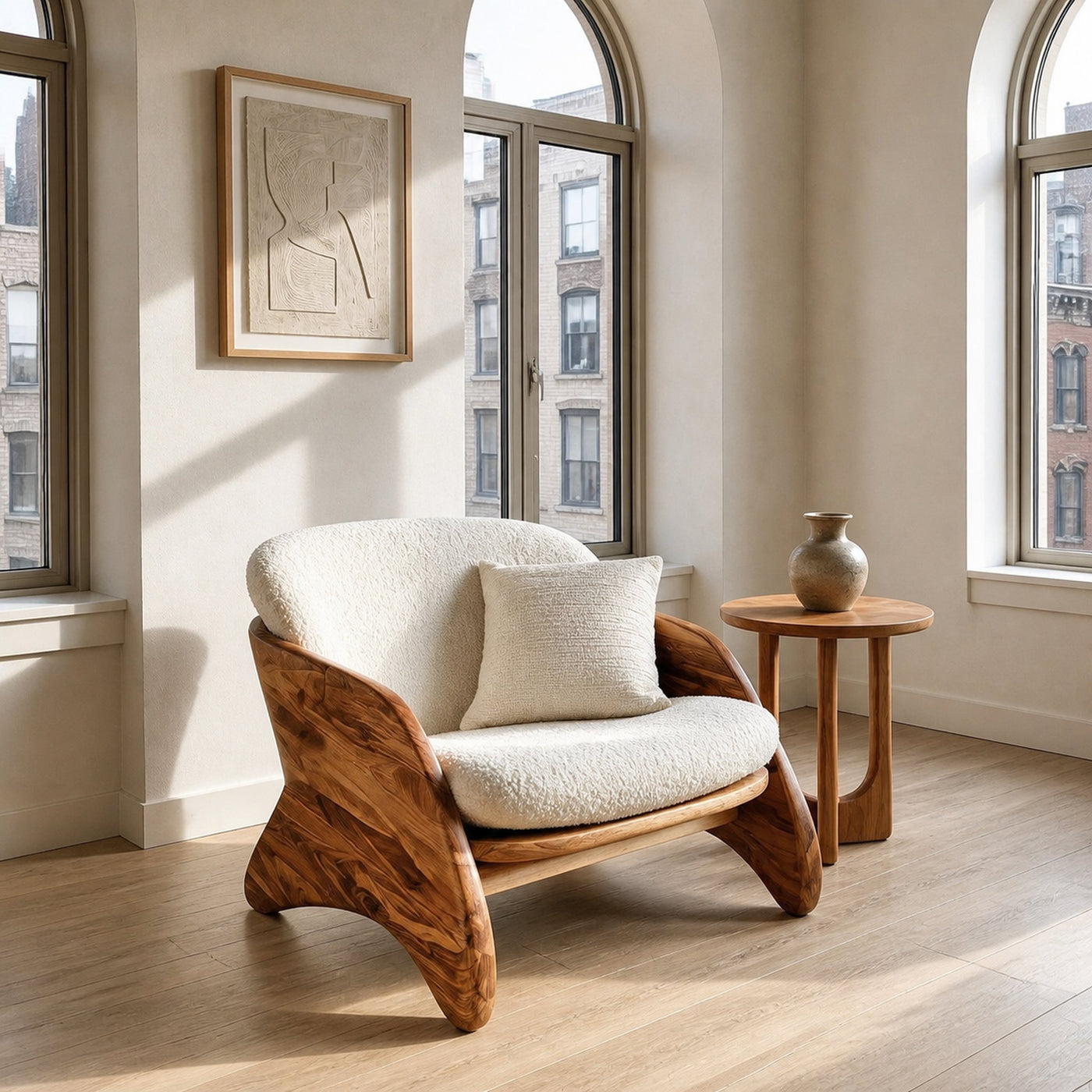 Contemporary Natural Wood Chair For Living Room Decor