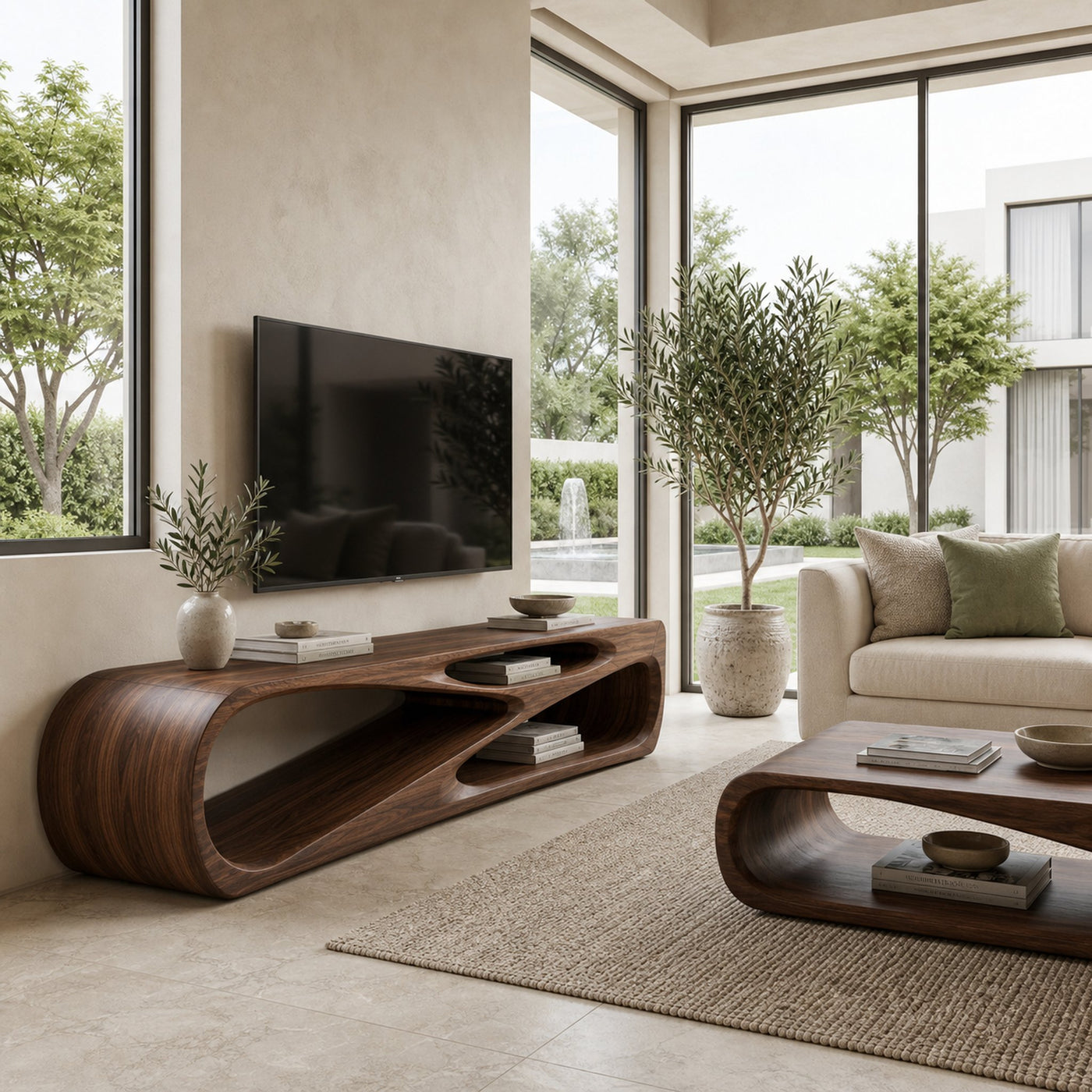 Contemporary Natural Wood Media Console For Living Room Decor - product view 7