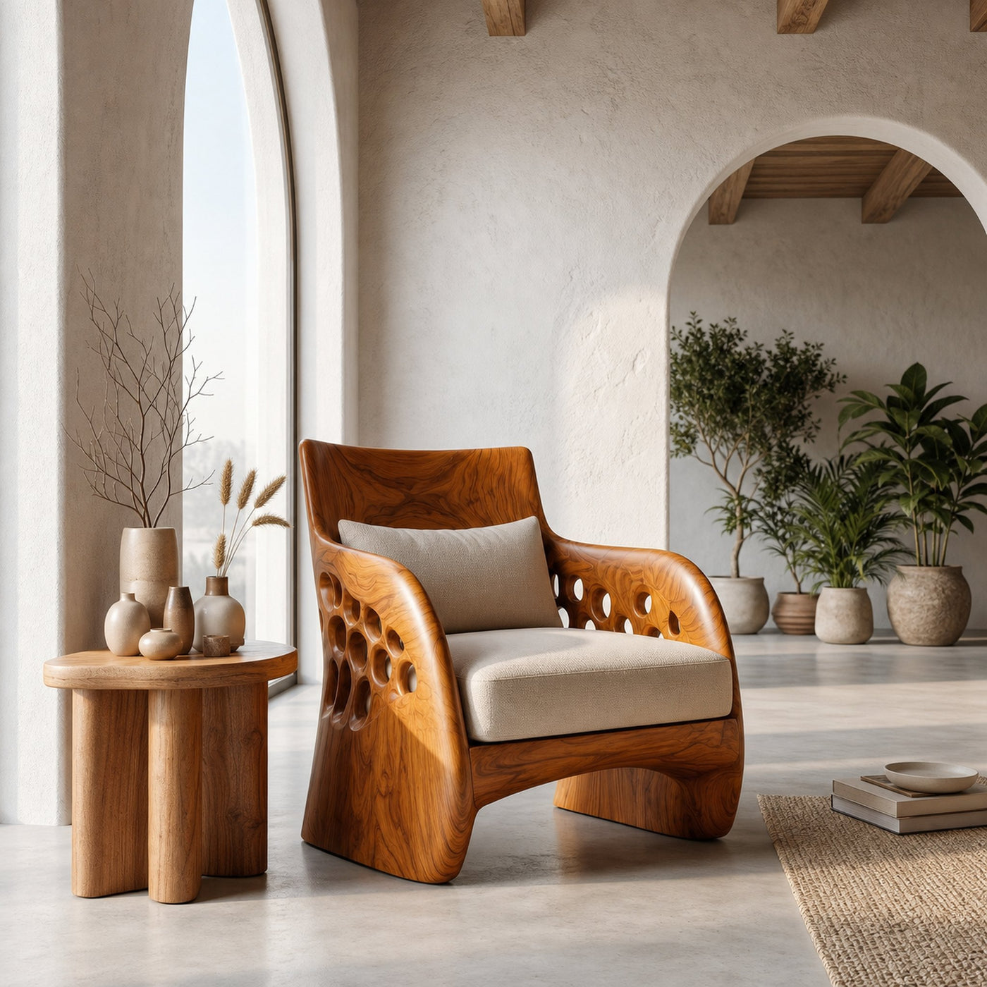 Contemporary Organic Accent Chair For Living Room