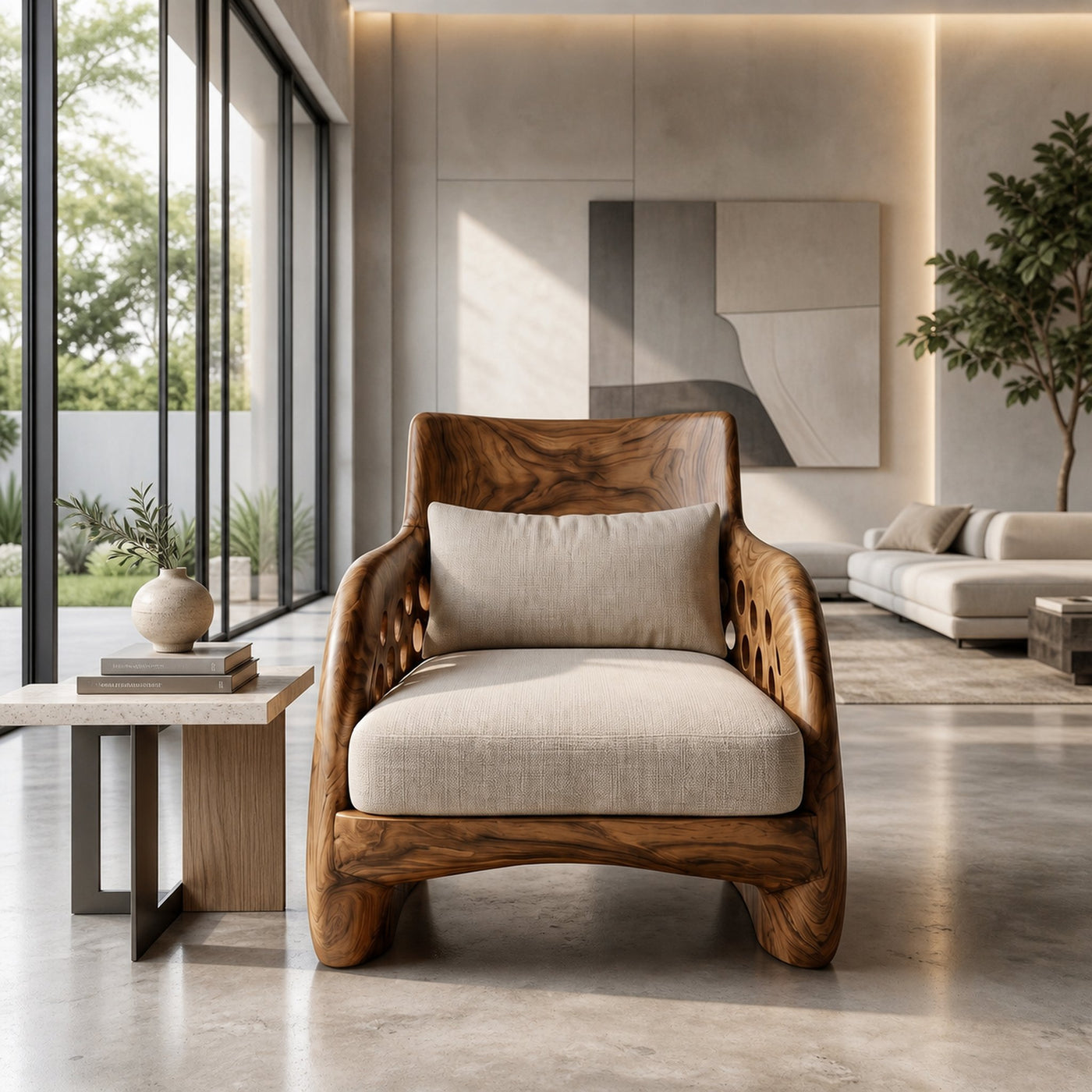 Contemporary Organic Accent Chair For Living Room - product view 2