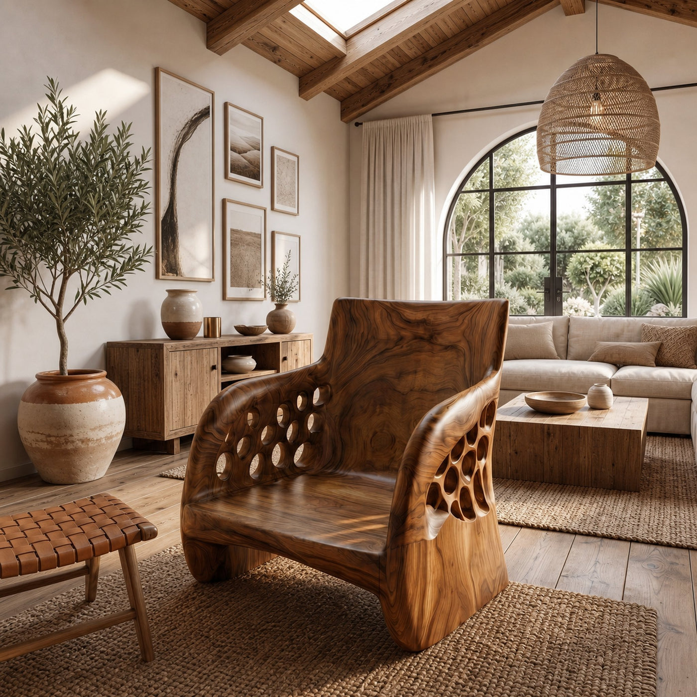Contemporary Organic Accent Chair For Living Room - product view 3