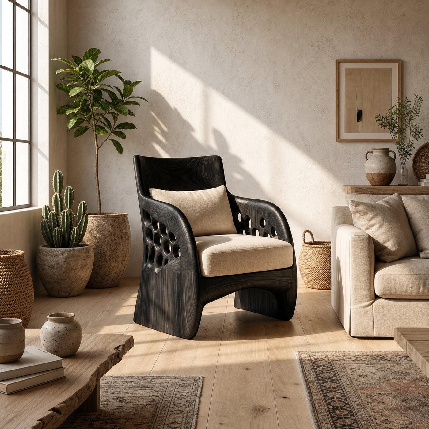 Contemporary Organic Accent Chair For Living Room - product view 4