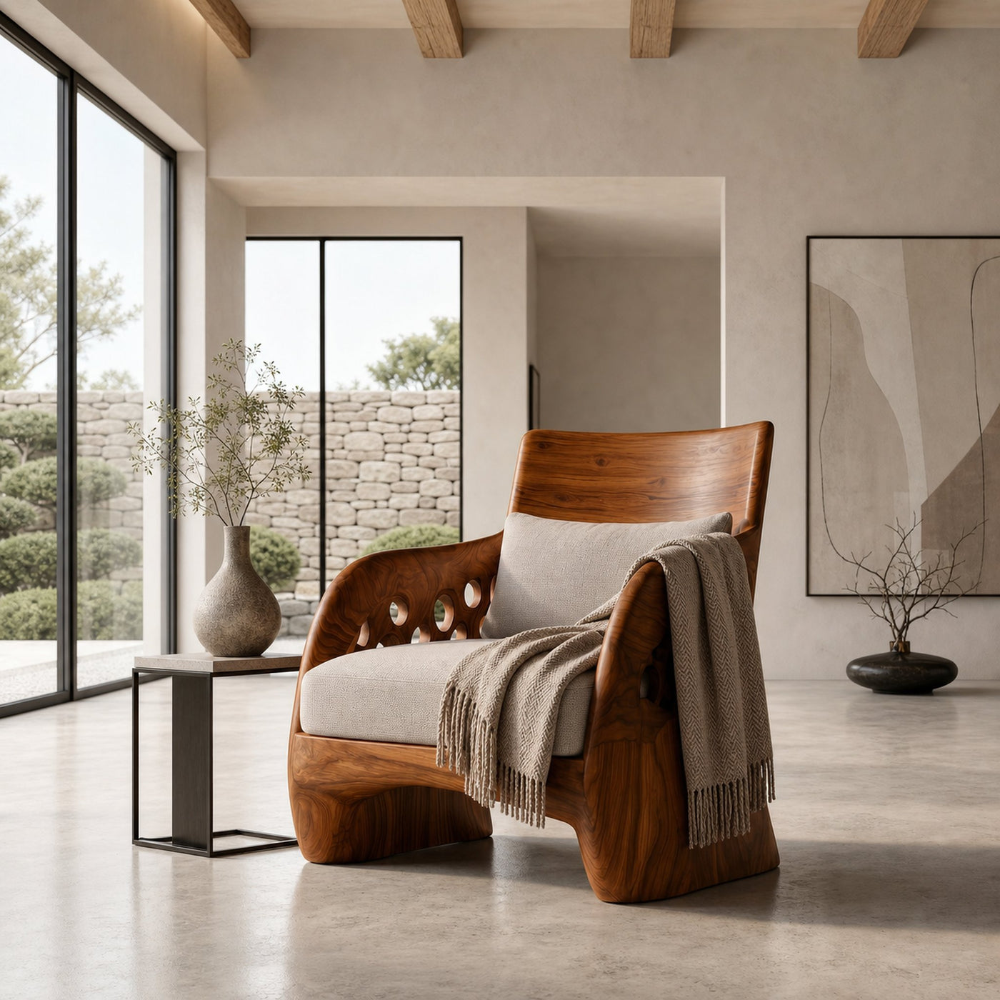 Contemporary Organic Accent Chair For Living Room - product view 6