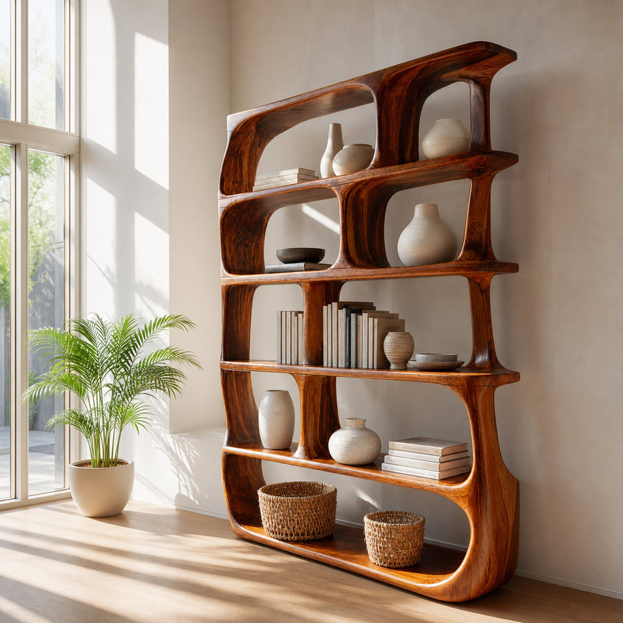 Contemporary Organic Bookshelf Living Room Display