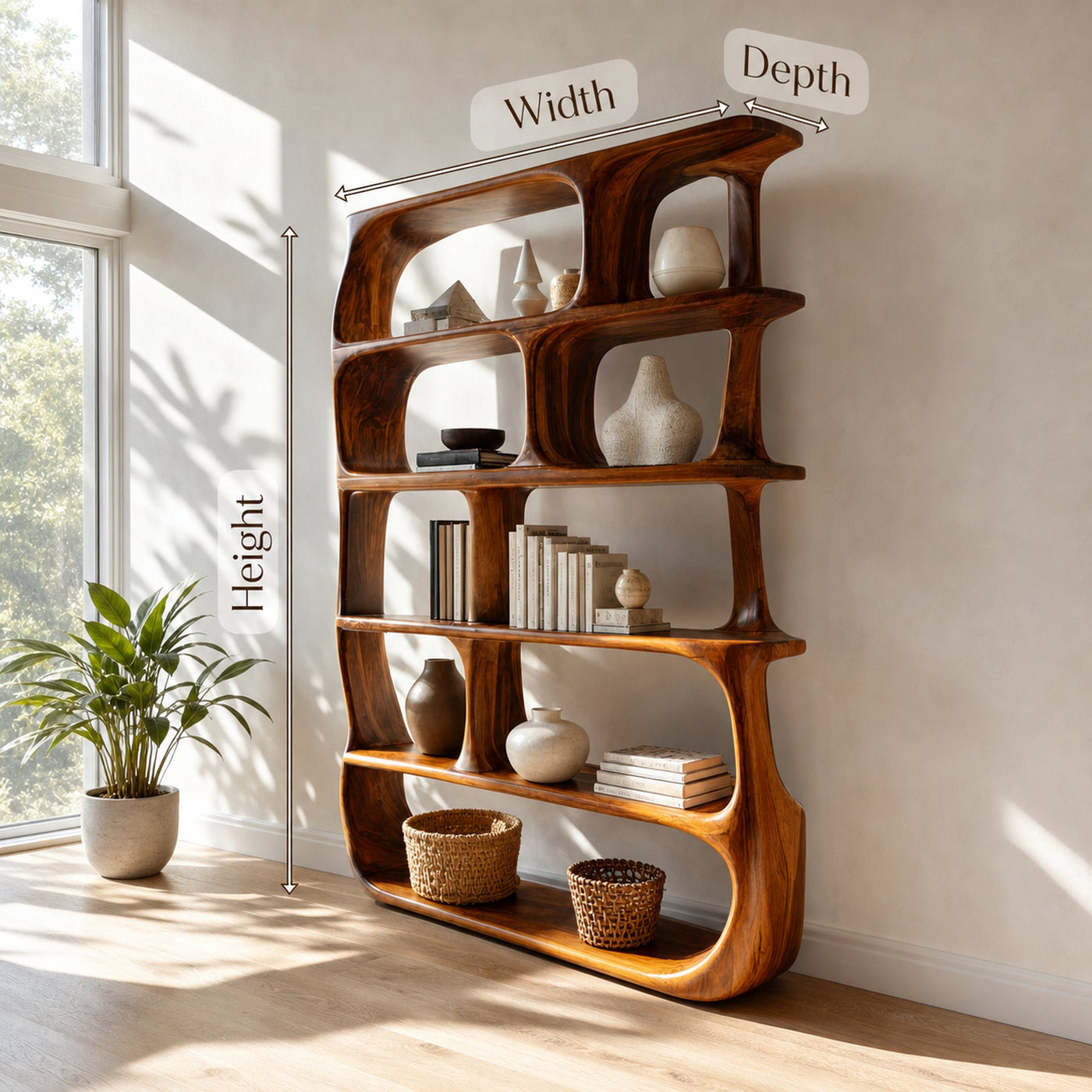 Contemporary Organic Bookshelf Living Room Display - product view 8