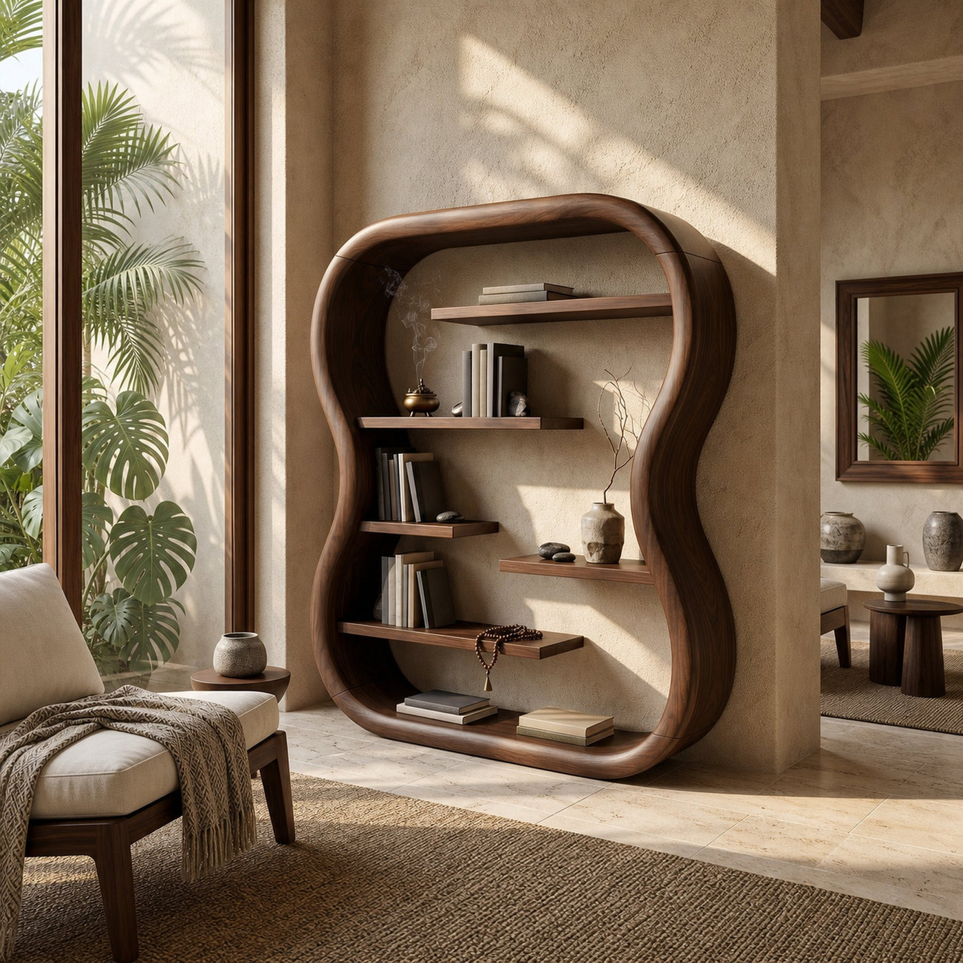 Contemporary Organic Bookshelf With Curved Frame - product view 7