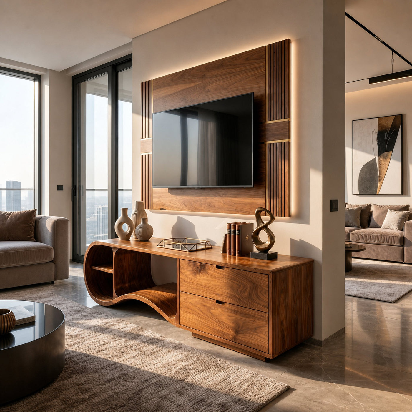 Contemporary Organic TV Cabinet For Living Room - product view 6