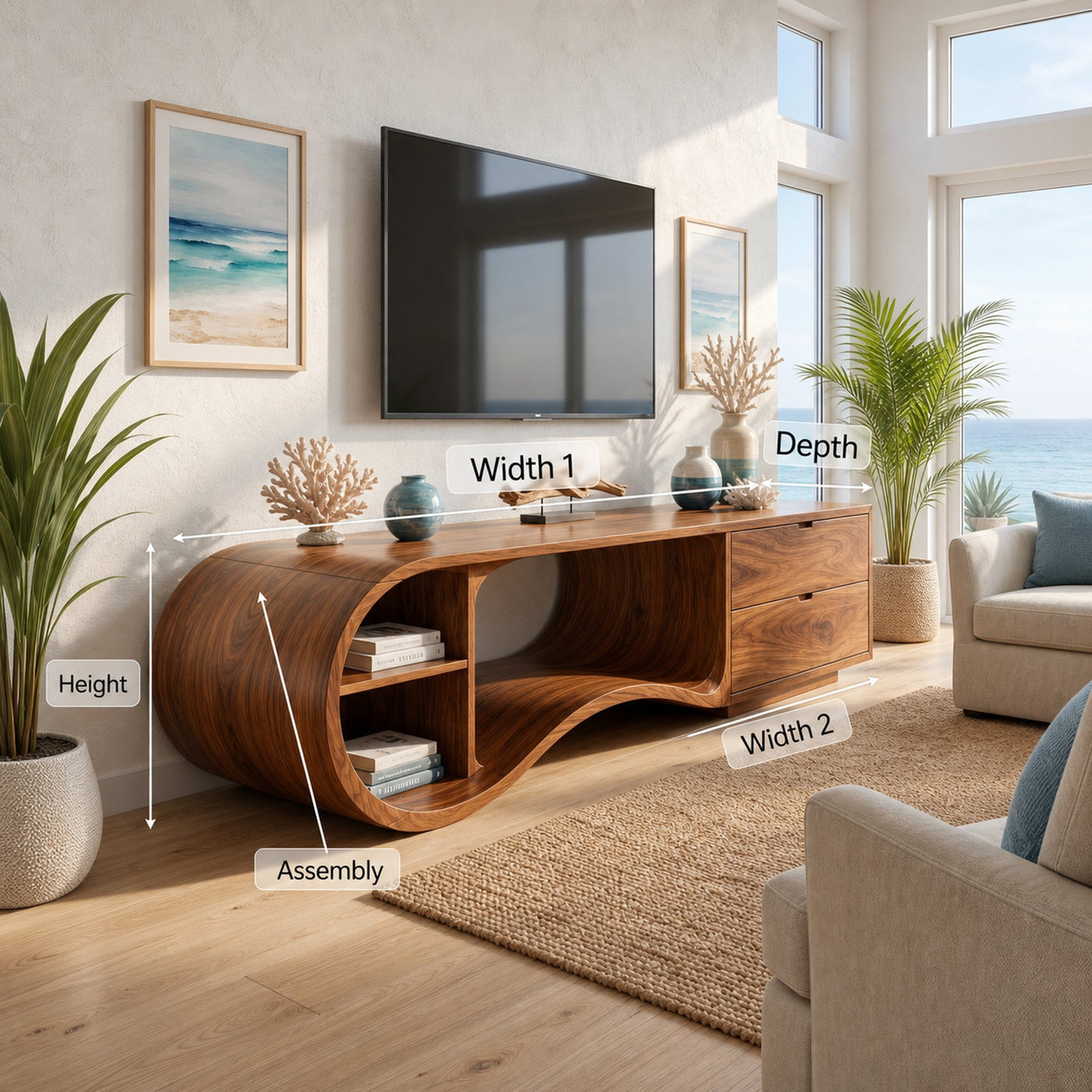 Contemporary Organic TV Cabinet For Living Room - product view 8
