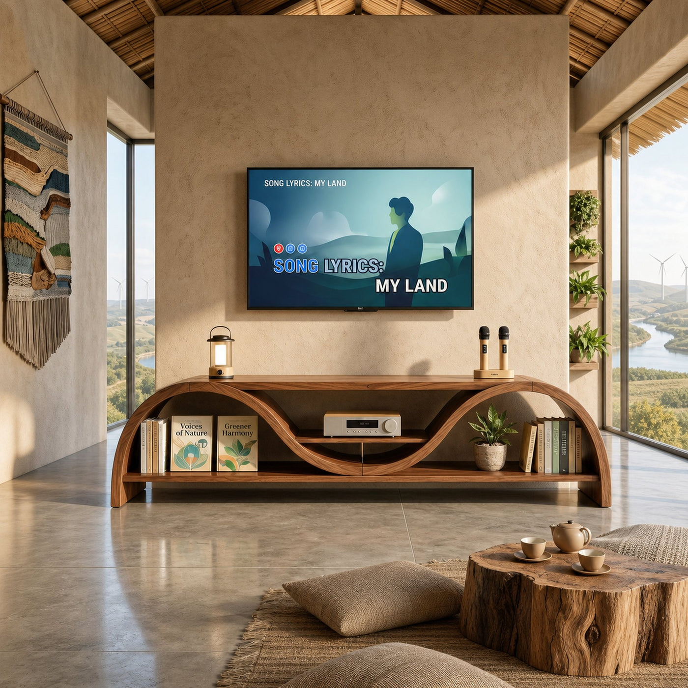 Contemporary Organic TV Stand For Entertainment Interior - product view 6