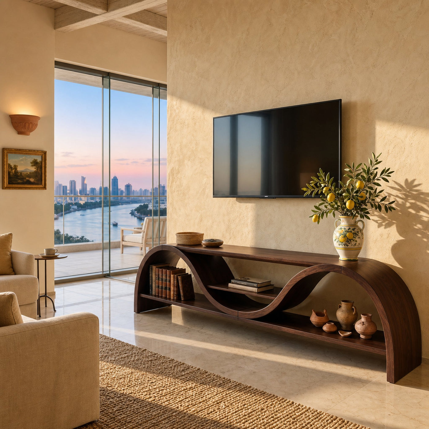 Contemporary Organic TV Stand For Entertainment Interior - product view 7