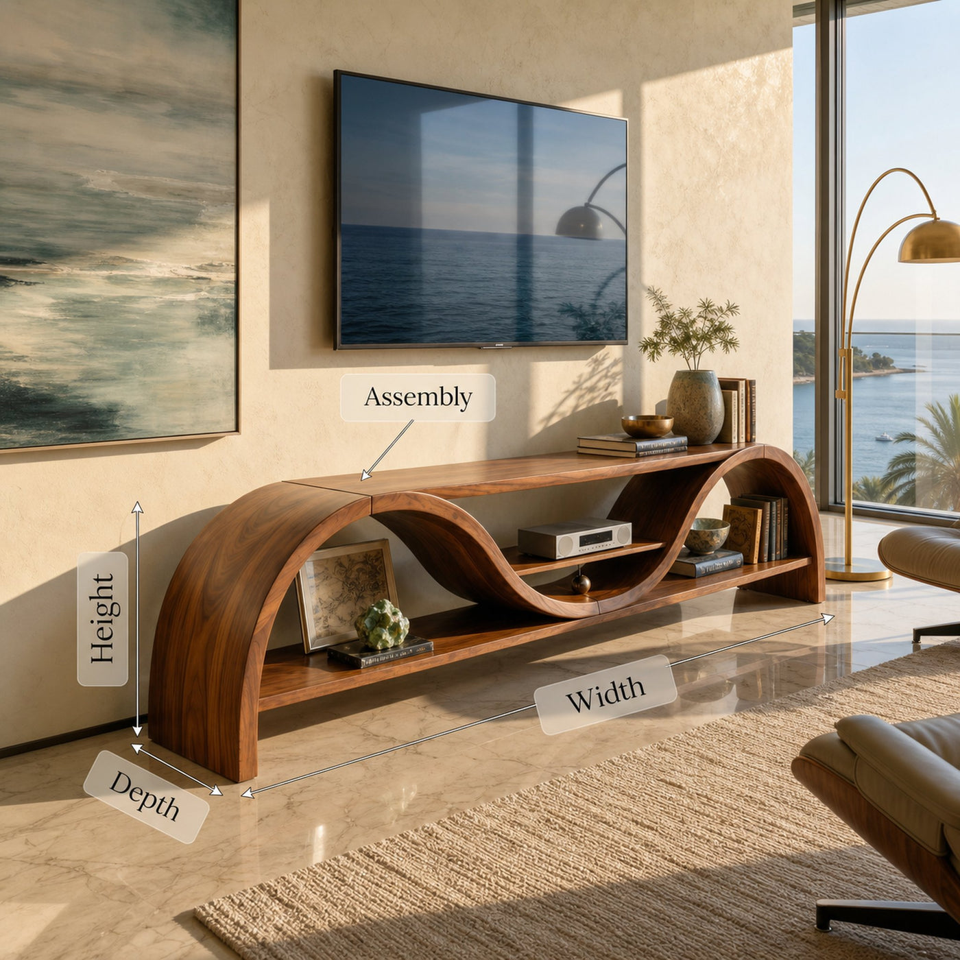 Contemporary Organic TV Stand For Entertainment Interior - product view 8