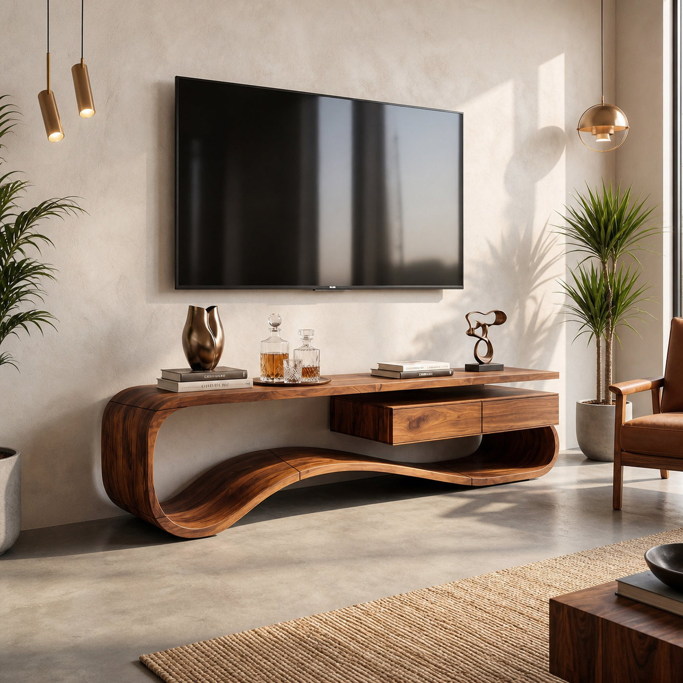 Contemporary Organic TV Stand For Lounge Area