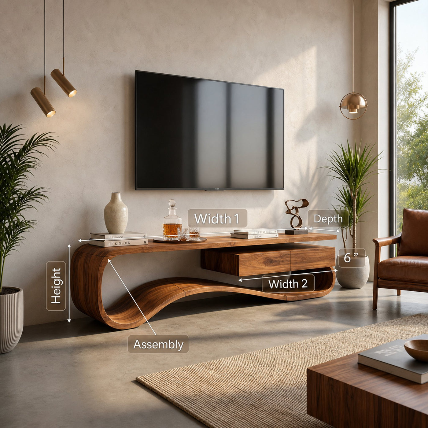 Contemporary Organic TV Stand For Lounge Area - product view 8